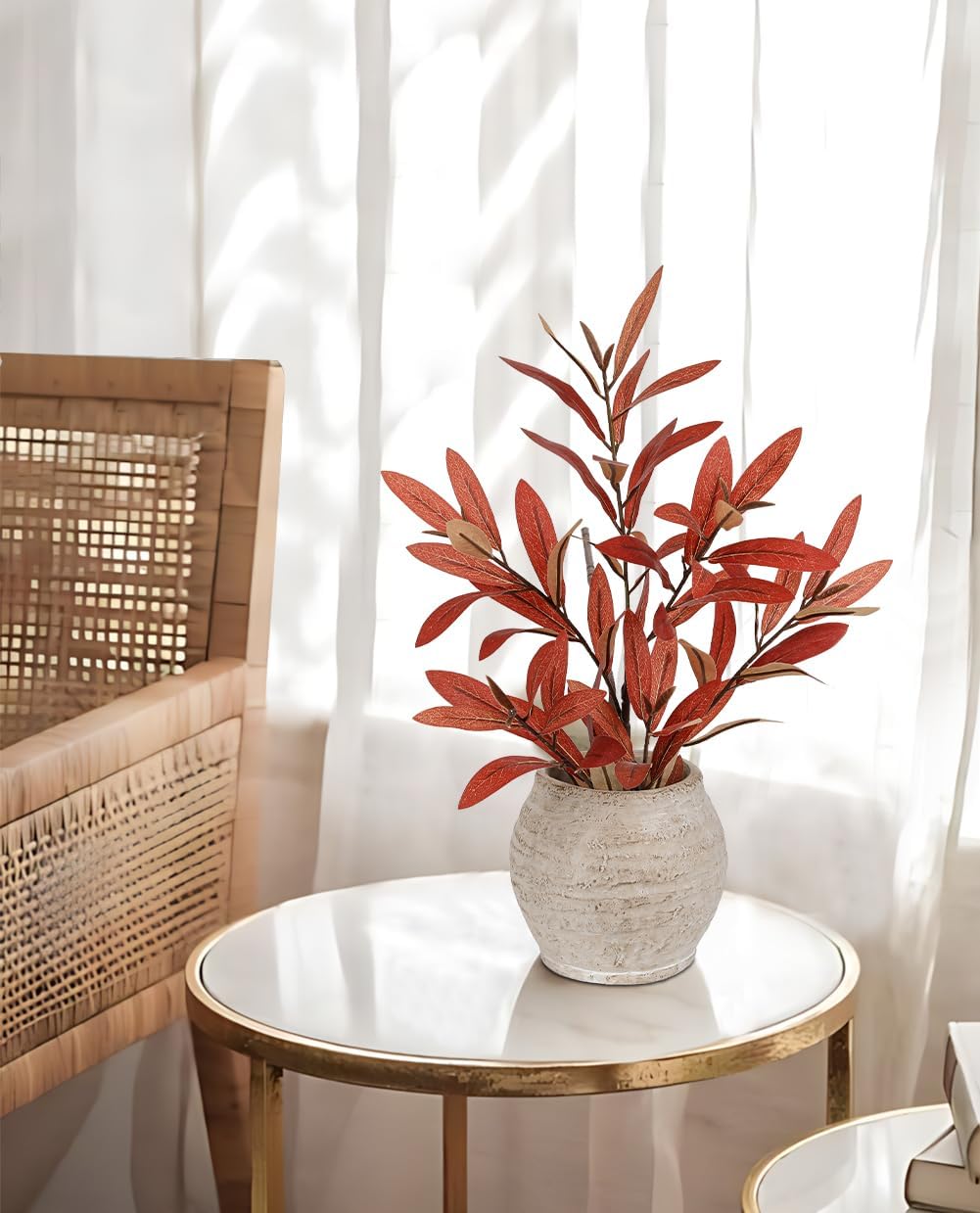 Small Rustic Cement Vase, 13cm (3.5" Opening) – Beige Farmhouse Planter for Pampas Grass & Dried Flowers, Living Room, Entryway & Bathroom Decor