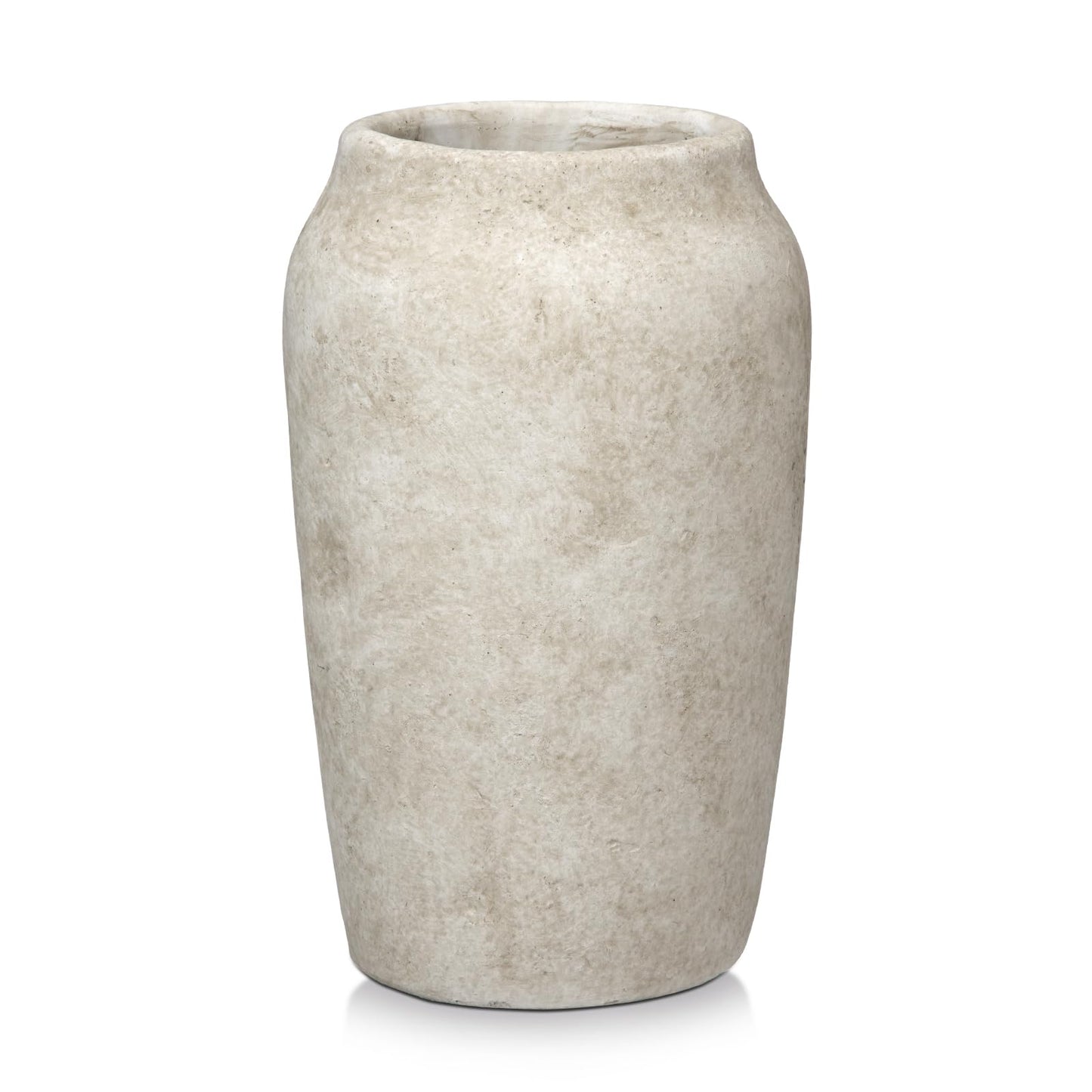 Small Rustic Cement Vase, 13cm (3.5" Opening) – Beige Farmhouse Planter for Pampas Grass & Dried Flowers, Living Room, Entryway & Bathroom Decor