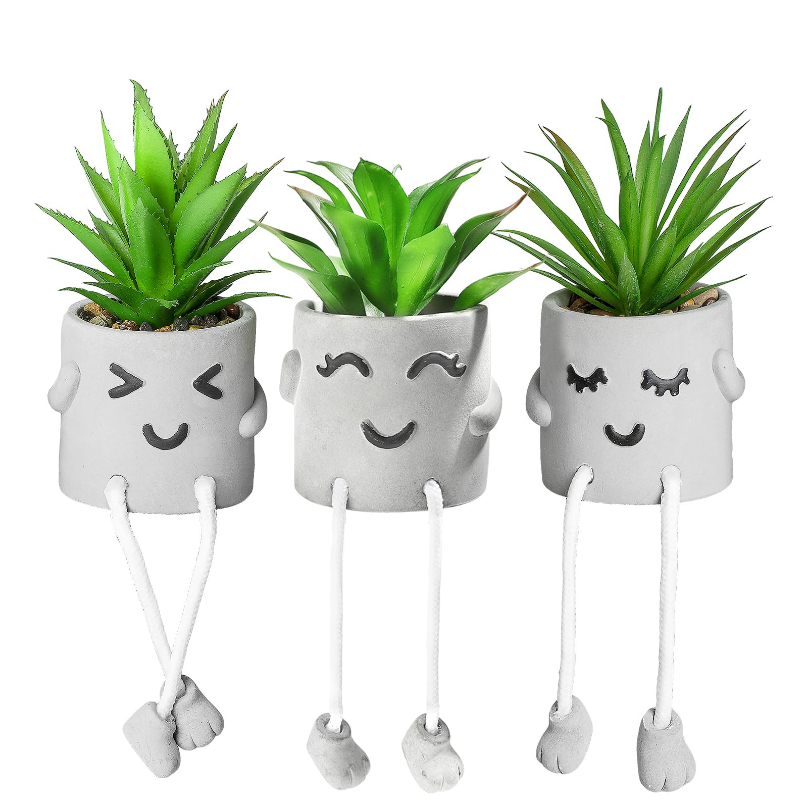 Mini Artificial Succulents in Ceramic Pots – Set of 4 Faux Plants for Home, Desk, Shelf, Kitchen & Office Decor